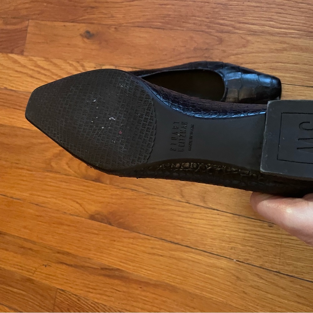 Stuart Weitzman Black Textured Loafers - Picture 3 of 3